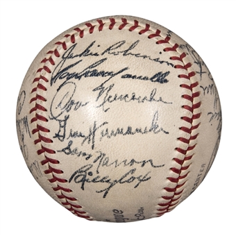 1949 National League Champion Brooklyn Dodgers ONL Ford Frick Team Signed Baseball With 23 Signatures Including Robinson, Campanella & Reese (Beckett)